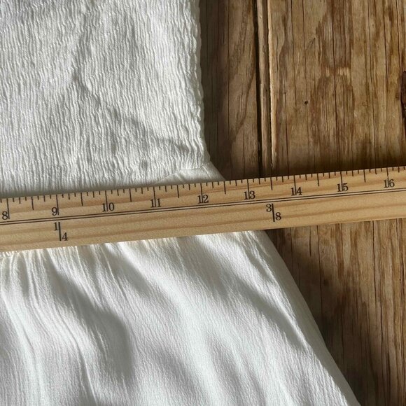 White Strapless Boho Embroidered A-Line Dress Holiday Wedding Romantic Festival - Picture 8 of 12